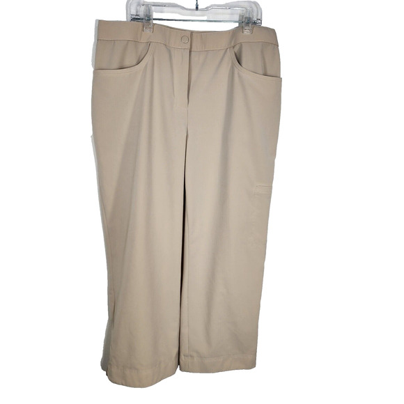 Weekends by Chico's 10 Women's High Rise Capri Cargo Crop Pants SZ 1.5 Blue - Picture 1 of 11